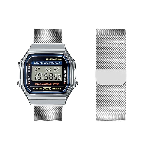 Armband Kompatibel für Casio A168WA Armband Metall Mesh Gewebte Edelstahl Solo Loop Ersatzarmband mit Casio A168WA Uhrenarmband Armbänder für Casio A168WA Armband (7,A168WA) von HAZARA