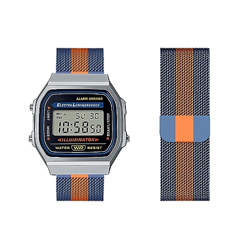 Armband Kompatibel für Casio A168WEGG Armband Metall Mesh Gewebte Edelstahl Solo Loop Ersatzarmband mit Casio A168WEGG Uhrenarmband Armbänder für Casio A168WEGG Armband (3,A168WEGG) von HAZARA