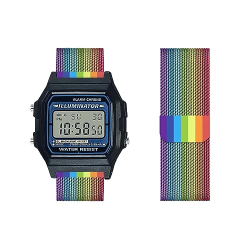 HAZARA Armband Kompatibel für Casio F-91W|F-91WG - Metall Mesh Gewebte Edelstahl Solo Loop Ersatzarmband - Uhrenarmband für Casio F-91W|F-91WG (11,F-91W) von HAZARA
