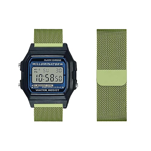 Armband Kompatibel für Casio F-91W|F-91WG Armband Metall Mesh Gewebte Edelstahl Solo Loop Ersatzarmband mit Casio F-91W|F-91WG Uhrenarmband Armbänder für Casio F-91W|F-91WG (14,F-91W) von HAZARA
