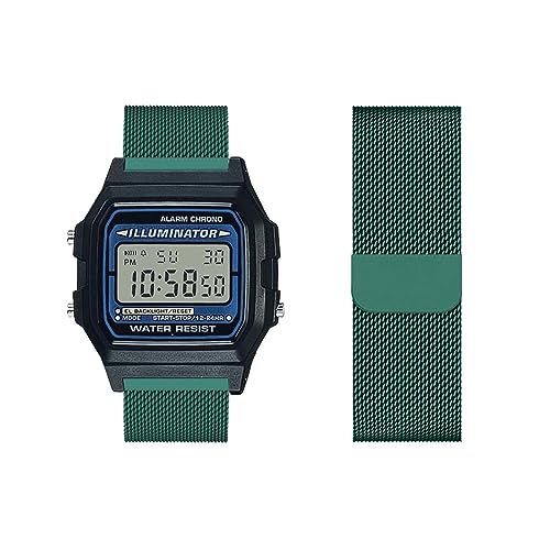 HAZARA Armband Kompatibel für Casio F-91W|F-91WG, Metall Mesh Gewebte Edelstahl Solo Loop Ersatzarmband, 20mm, Silber, Modern, Unisex, Alltag, Mesh, Casual, Schnalle, Edelstahl, Uhrenarmband von HAZARA