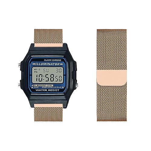 Armband Kompatibel für Casio F-91W|F-91WG Armband Metall Mesh Gewebte Edelstahl Solo Loop Ersatzarmband mit Casio F-91W|F-91WG Uhrenarmband Armbänder für Casio F-91W|F-91WG (5,F-91W) von HAZARA