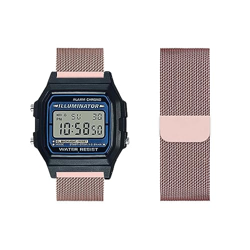 Armband Kompatibel für Casio F-91W|F-91WG Armband Metall Mesh Gewebte Edelstahl Solo Loop Ersatzarmband mit Casio F-91W|F-91WG Uhrenarmband Armbänder für Casio F-91W|F-91WG (7,F-91W) von HAZARA