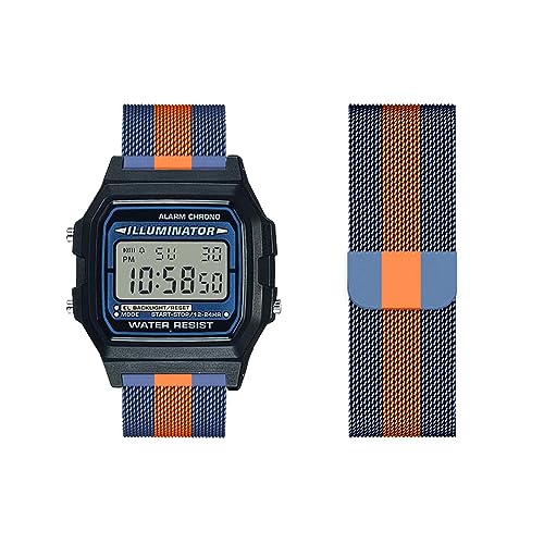 Armband Kompatibel für Casio F-91W|F-91WG Armband Metall Mesh Gewebte Edelstahl Solo Loop Ersatzarmband mit Casio F-91W|F-91WG Uhrenarmband Armbänder für Casio F-91W|F-91WG (9,F-91W) von HAZARA
