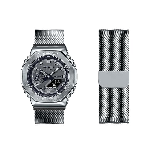 Casio GM-2100 Kompatibles Armband - Metall Mesh Gewebte Edelstahl Solo Loop Ersatzarmband (14, GM-2100) von HAZARA
