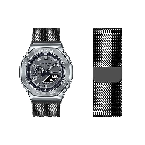 Casio GM-2100 Kompatibles Armband - Metall Mesh Gewebte Edelstahl Solo Loop Ersatzarmband (2,GM-2100) von HAZARA