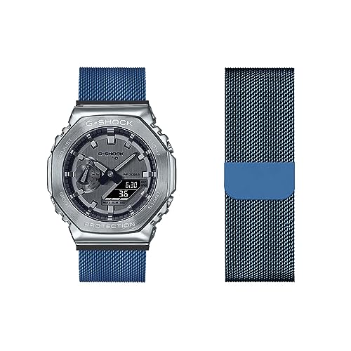 Armband Kompatibel für Casio GM-2100 Armband Metall Mesh Gewebte Edelstahl Solo Loop Ersatzarmband mit Casio GM-2100 Uhrenarmband Armbänder für Casio GM-2100 Armband (8,GM-2100) von HAZARA