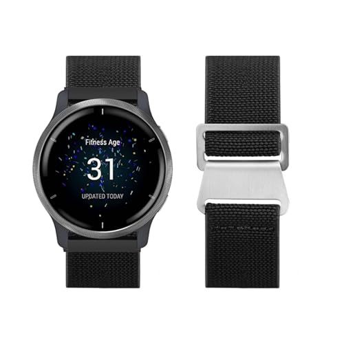 Armband Kompatibel für Garmin Venu 3 Nylon Armband Titan Haken 22mm Armbänder Sport Nylon Elastisch Einstellbar für Damen Herren Stretch Ersatzarmband mit Garmin Venu 3 (Q,22MM) von HAZARA