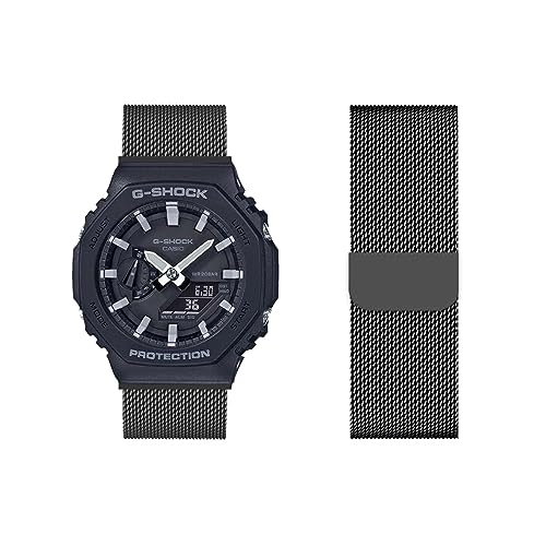 Casio GA-2100|GA-B2100 Metall Mesh Armband - Gewebte Edelstahl Solo Loop Ersatzarmband für GA-2100 Uhren (1,GA-2100) von HAZARA