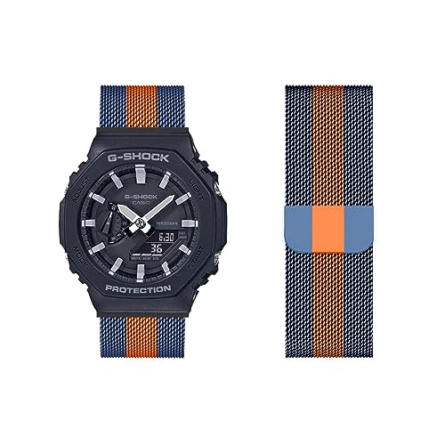 Casio GA-2100|GA-B2100 Metall Mesh Armband - Gewebte Edelstahl Solo Loop Ersatzarmband für GA-2100 Uhren (14,GA-2100) von HAZARA