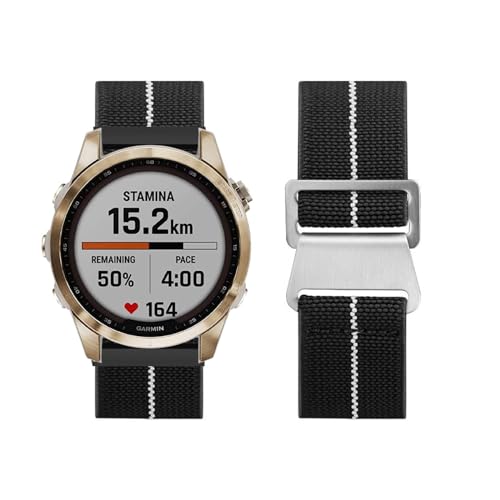 Armband für Garmin Fenix 6S Pro/Fenix 6S Solar Nylon Armband Titan Haken Armbänder Sport Nylon Elastisch Einstellbar für Damen Herren Ersatzarmband mit Garmin Fenix 6S Pro/6S Solar (D,6SPro/Solar) von HAZARA