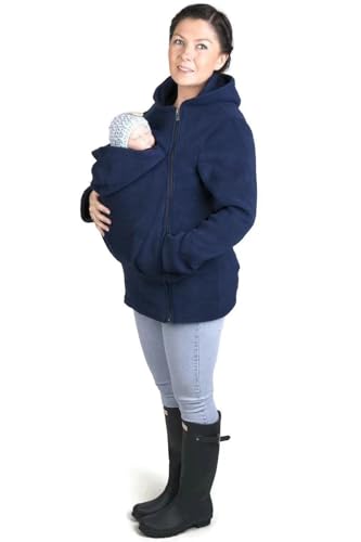 HAZARA HAZARA3-in-1-Frauen-Schwangerschaftsjacke, warme Känguru-Softshell-Kapuzenjacke, Tragejacke, verdickte, modische Mutterschaftsmode, Winterjacke-blau (Farbe)||L von HAZARA
