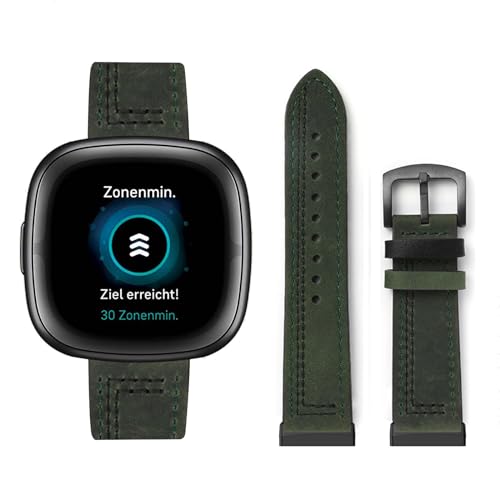 HAZARA Lederarmband Kompatibel für Fitbit Versa 3/Versa 4 Armband Leder Armband Weiches Echtleder für Herren Damen Ersatzarmband Einstellbar Armbänder mit Fitbit Versa 3/Versa 4 (M,Versa 3/4) von HAZARA