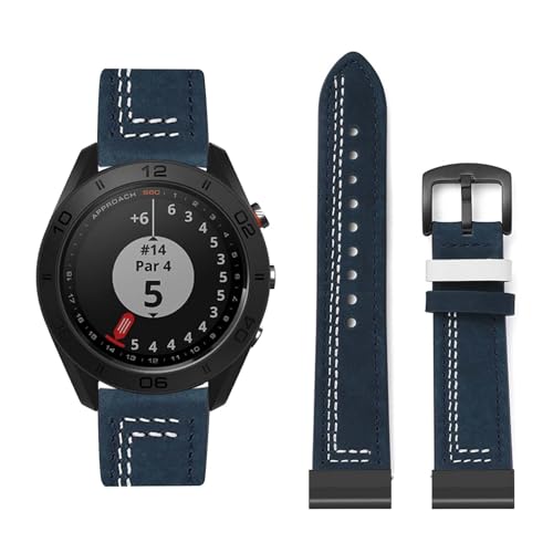 HAZARA Lederarmband Kompatibel für Garmin Approach S62/S60 Armband Leder Armband Weiches Echtleder für Herren Damen Ersatzarmband Einstellbar Armbänder mit Garmin Approach S62/S60 (F,Leder) von HAZARA