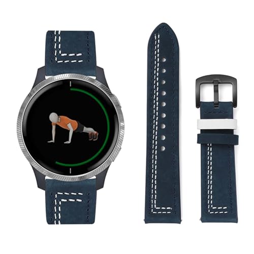 HAZARA Lederarmband Kompatibel für Garmin Vivoactive 5 Armband Leder Armband Weiches Echtleder für Herren Damen Ersatzarmband Einstellbar Armbänder mit Garmin Vivoactive 5 (A,Leder) von HAZARA