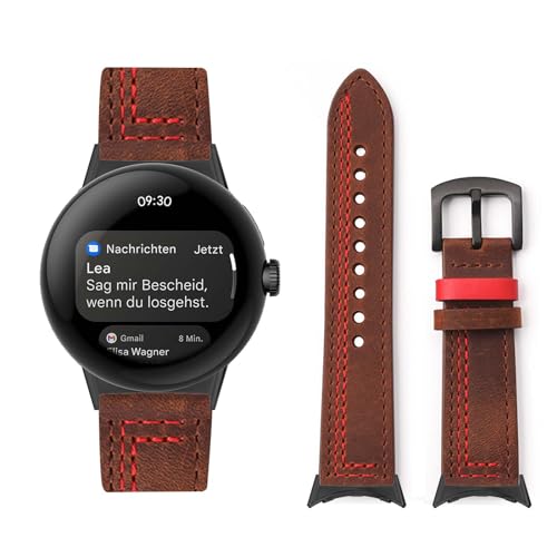 HAZARA Lederarmband Kompatibel für Google Pixel Watch 2 Armband Leder Armband Weiches Echtleder für Herren Damen Ersatzarmband Einstellbar Armbänder mit Google Pixel Watch 2 (A,Leder) von HAZARA