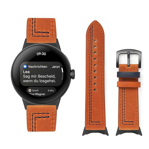 HAZARA Lederarmband Kompatibel für Google Pixel Watch 2 Armband Leder Armband Weiches Echtleder für Herren Damen Ersatzarmband Einstellbar Armbänder mit Google Pixel Watch 2 (G,Leder) von HAZARA