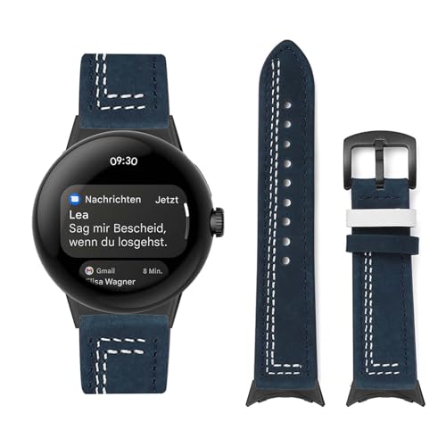 HAZARA Lederarmband Kompatibel für Google Pixel Watch Armband Leder Armband Weiches Echtleder für Herren Damen Ersatzarmband Einstellbar Armbänder mit Google Pixel Watch (F,Leder) von HAZARA