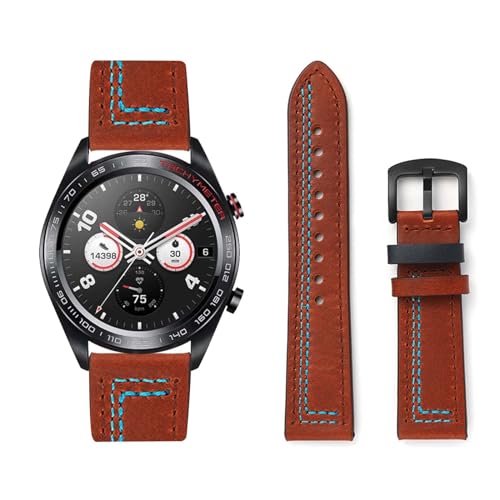 HAZARA Lederarmband Kompatibel für Honor Watch GS 3 Armband Leder Armband Weiches Echtleder für Herren Damen Ersatzarmband Einstellbar Armbänder mit Honor Watch GS 3 (G,Leder) von HAZARA