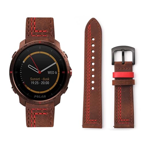 HAZARA Lederarmband Kompatibel für Polar Grit X Pro Armband Leder Armband Weiches Echtleder für Herren Damen Ersatzarmband Einstellbar Armbänder mit Polar Grit X Pro (C,Leder) von HAZARA