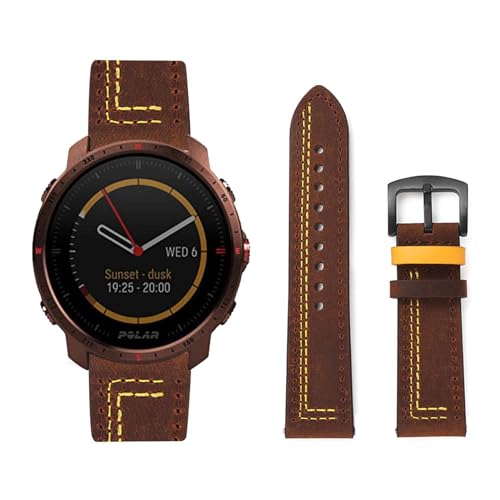 HAZARA Lederarmband Kompatibel für Polar Vantage M2/Vantage M Armband Leder Armband Weiches Echtleder für Herren Damen Ersatzarmband Einstellbar Armbänder mit Polar Vantage M2/Vantage M (D,Leder) von HAZARA