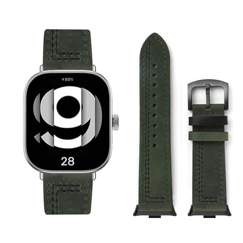 HAZARA Lederarmband Kompatibel für Redmi Watch 4 Armband Leder Armband Weiches Echtleder für Herren Damen Ersatzarmband Einstellbar Armbänder mit Xiaomi Redmi Watch 4 (L,Watch 4) von HAZARA