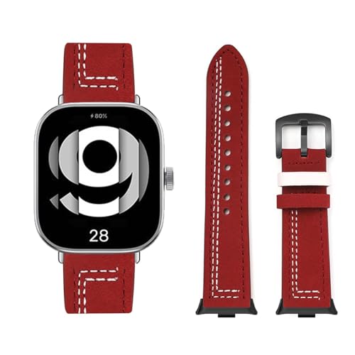 HAZARA Lederarmband Kompatibel für Redmi Watch 4 Armband Leder Armband Weiches Echtleder für Herren Damen Ersatzarmband Einstellbar Armbänder mit Xiaomi Redmi Watch 4 (M,Watch 4) von HAZARA