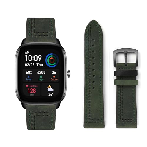 Lederarmband Kompatibel für Amazfit GTS 3 Armband Leder Armband Weiches Echtleder für Herren Damen 20mm Ersatzarmband Einstellbar Armbänder mit Amazfit GTS 3 (A,GTS 3) von HAZARA