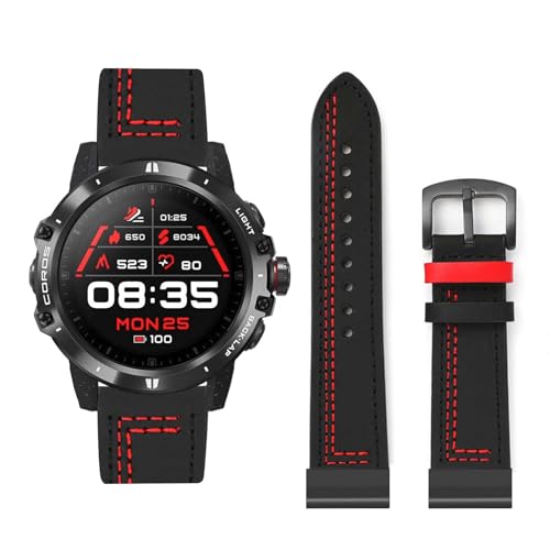 Lederarmband Kompatibel für COROS VERTIX 2 Armband Leder Armband Weiches Echtleder für Herren Damen Ersatzarmband Einstellbar Armbänder mit COROS VERTIX 2 (L,VERTIX 2) von HAZARA