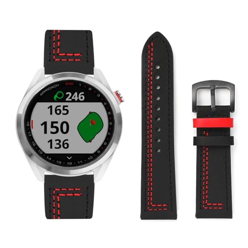 Lederarmband Kompatibel für Garmin Approach S12|S42|S40 Armband Leder Armband Weiches Echtleder für Herren Damen 20mm Ersatzarmband Einstellbar Armbänder mit Garmin Approach S12|S42|S40 (G,Leder) von HAZARA