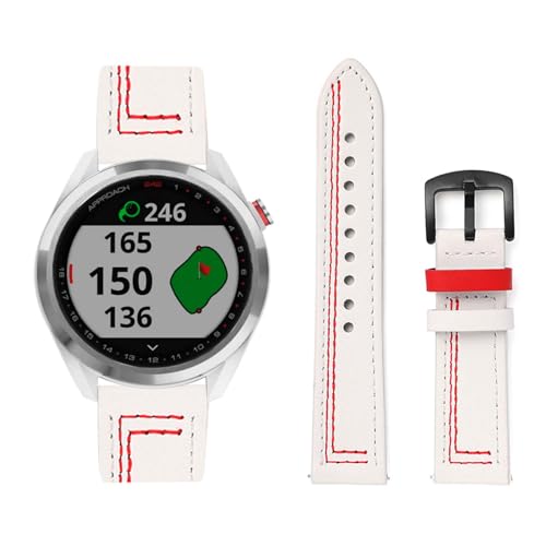 Lederarmband Kompatibel für Garmin Approach S12|S42|S40 Armband Leder Armband Weiches Echtleder für Herren Damen 20mm Ersatzarmband Einstellbar Armbänder mit Garmin Approach S12|S42|S40 (Z,Leder) von HAZARA
