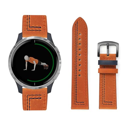 Lederarmband Kompatibel für Garmin Vivoactive 3 Armband Leder Armband Weiches Echtleder für Herren Damen Ersatzarmband Einstellbar Armbänder mit Garmin Vivoactive 3 (J,Leder) von HAZARA