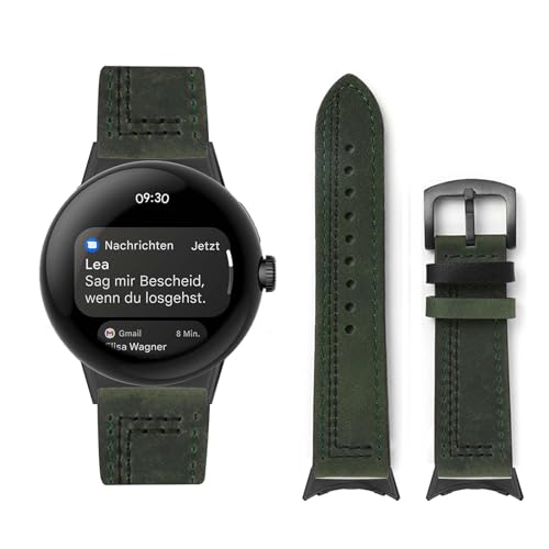 Lederarmband Kompatibel für Google Pixel Watch Armband Leder Armband Weiches Echtleder für Herren Damen Ersatzarmband Einstellbar Armbänder mit Google Pixel Watch (B,Leder) von HAZARA