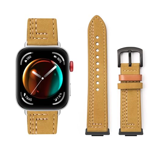 Lederarmband Kompatibel für Huawei Watch Fit 3 Armband Leder Armband Weiches Echtleder für Herren Damen Ersatzarmband Einstellbar Armbänder mit Huawei Watch Fit 3 (N,Fit 3) von HAZARA
