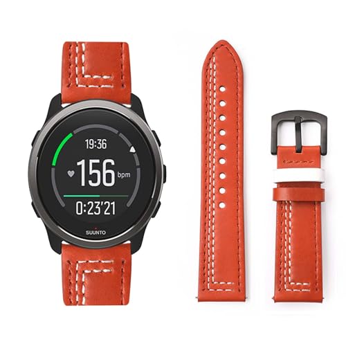 Lederarmband Kompatibel für Suunto 9 Peak Armband Leder Armband Weiches Echtleder für Herren Damen Ersatzarmband Einstellbar Armbänder mit Suunto 9 Peak (C,Leder) von HAZARA