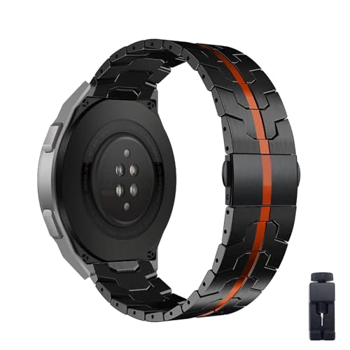 Metall Armband Kompatibel für Huawei Watch GT2E Edelstahl Armband mit Herren Damen Ersatzarmband mit Huawei Watch GT2E Uhrenarmbänder Edelstahl Metall Band für Huawei Watch GT2E (C,22mm) von HAZARA