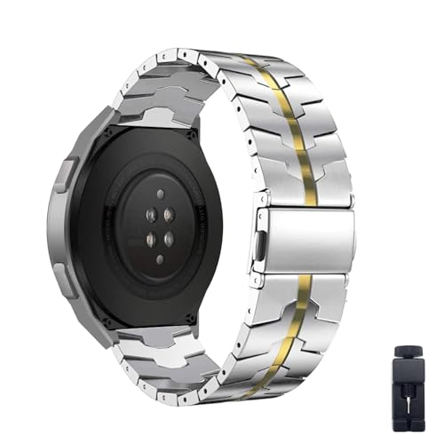 Metall Armband Kompatibel für Huawei Watch GT2E Edelstahl Armband mit Herren Damen Ersatzarmband mit Huawei Watch GT2E Uhrenarmbänder Edelstahl Metall Band für Huawei Watch GT2E (D,22mm) von HAZARA