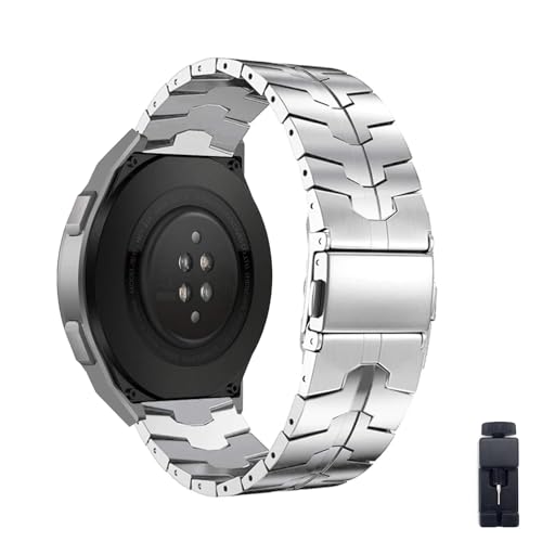 Metall Armband Kompatibel für Huawei Watch GT2E Edelstahl Armband mit Herren Damen Ersatzarmband mit Huawei Watch GT2E Uhrenarmbänder Edelstahl Metall Band für Huawei Watch GT2E (F,22mm) von HAZARA