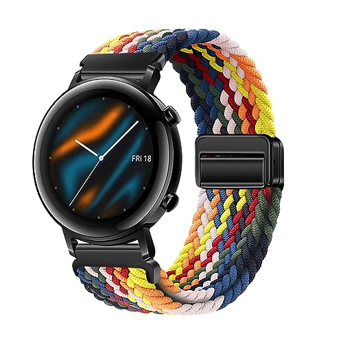 Nylon Armband für Huawei Watch GT3 42MM Armband Magnetisch 20MM Armbänder Ersatzarmband Solo Loop Elastisches Verstellbares Armband mit Huawei Watch GT3 42MM Sportarmband (BB,20MM) von HAZARA