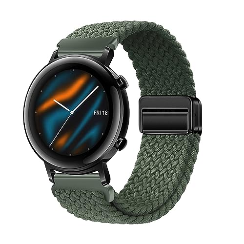 Nylon Armband für Huawei Watch GT3 42MM Armband Magnetisch 20MM Armbänder Ersatzarmband Solo Loop Elastisches Verstellbares Armband mit Huawei Watch GT3 42MM Sportarmband (M,20MM) von HAZARA