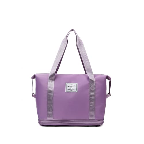 Reisetasche Damen Mit Rollen Erweiterbare, Abnehmbare RäDer, Weekender Mit Rollen Wasserdicht, VerschleißFest, Reisetasche Mit Rollen Geeignet FüR Sportliche AktivitäTen,Purple von HAZARA