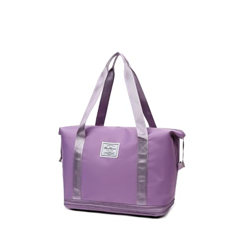 Reisetasche Mit Rollen Damen Erweiterbare, Abnehmbare RäDer, Tasche Weekender Wasserdicht, VerschleißFest, Reisetasche Zum Wandern Geeignet,Purple von HAZARA