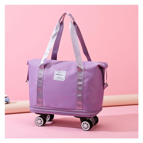 Reisetasche Mit Rollen Damen Erweiterbare, Abnehmbare RäDer, Weekender Damen Groß Wasserdicht, VerschleißFest, Bag for Travel Geeignet FüR Reisen,Purple von HAZARA