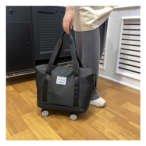 Reisetasche Mit Rollen Damen Erweiterbare, Abnehmbare RäDer, Wochenendtasche Wasserdicht, VerschleißFest, Reisetasche XXL Geeignet FüR Reisen,Black von HAZARA