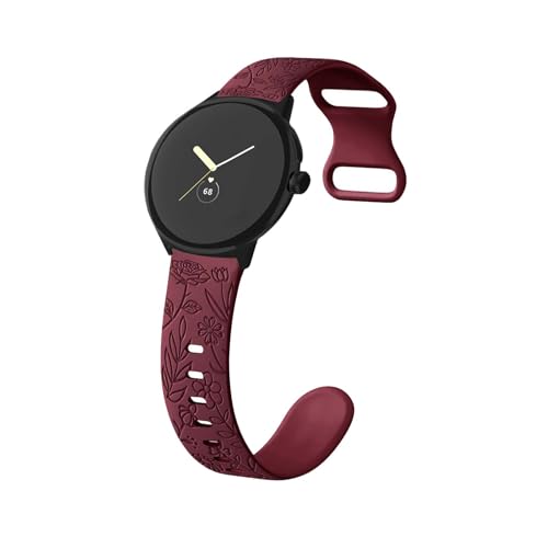 Silikon Armbänder kompatibel mit Google Pixel Watch 2 Armband Mastten mit Rosenblumengravur Sport Ersatzarmband für Damen Herren Floral Gravierte Silikon Band für Google Pixel Watch 2 (d,silikon) von HAZARA
