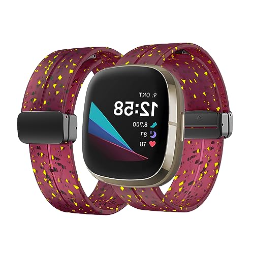 Silikon Armband für Fitbit Sense 2 Magnetisch Armband Ersatzarmband Sport Silikon Weiches Armbänder mit Herren Damen Sportarmband mit Fitbit Sense 2 Ersatzband (15,sense2) von HAZARA