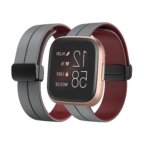 Silikon Armband für Fitbit Versa 2 Magnetisch Armband Ersatzarmband Sport Silikon Weiches Armbänder mit Herren Damen Sportarmband mit Fitbit Versa 2 Ersatzband (11,Versa 2) von HAZARA