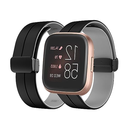 Silikon Armband für Fitbit Versa 2 Magnetisch Armband Ersatzarmband Sport Silikon Weiches Armbänder mit Herren Damen Sportarmband mit Fitbit Versa 2 Ersatzband (16,Versa 2) von HAZARA