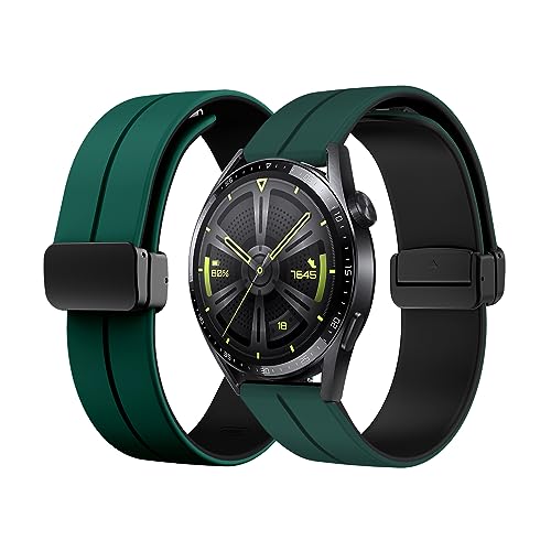 Silikon Armband für Huawei Watch GT2 46mm Magnetisch Armband 22mm Ersatzarmband Sport Silikon Weiches Armbänder mit Herren Damen Sportarmband mit Huawei Watch GT 2 46mm Ersatzband (14,22MM) von HAZARA