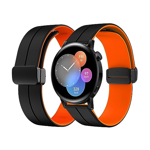 Silikon Armband für Huawei Watch GT3 42mm Magnetisch Armband 20mm Ersatzarmband Sport Silikon Weiches Armbänder mit Herren Damen Sportarmband mit Huawei Watch GT 3 42mm Ersatzband (15,20MM) von HAZARA